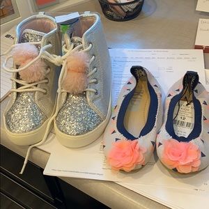 Silver sparkle high tops and flats for youth.